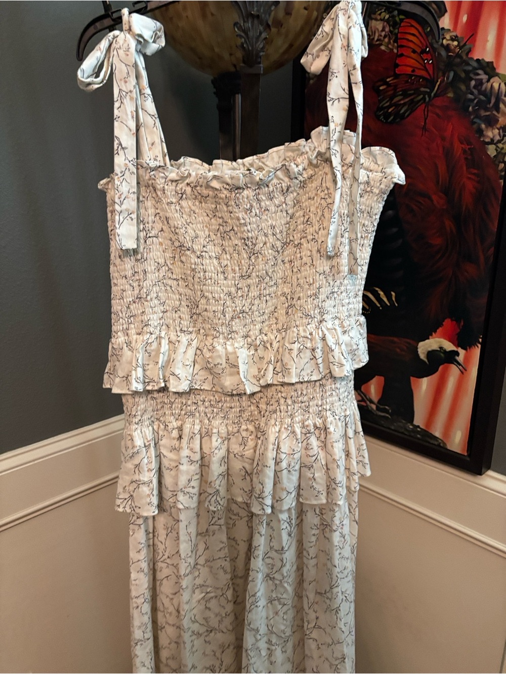 House of Harlow 1960 Cream Floral Midi Dress - L